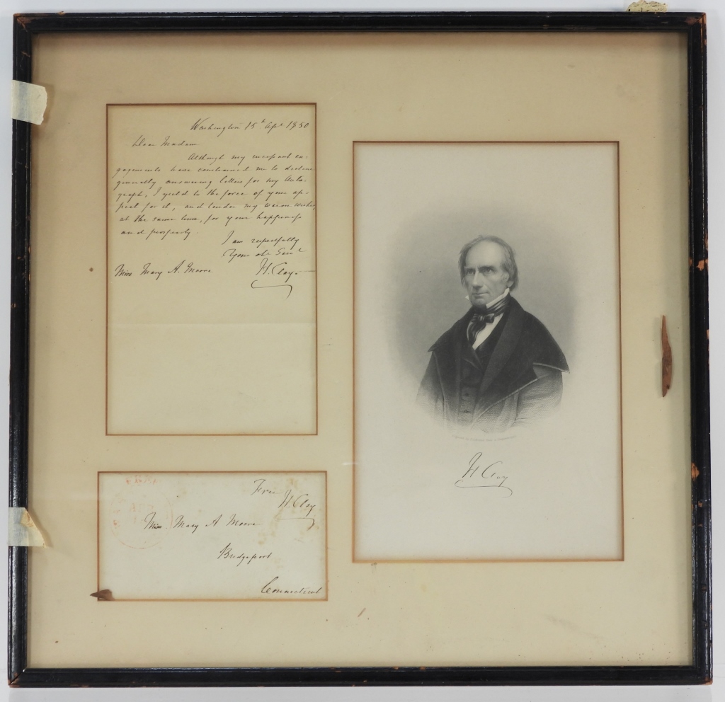 HENRY CLAY SIGNED LETTER W/ PORTRAIT