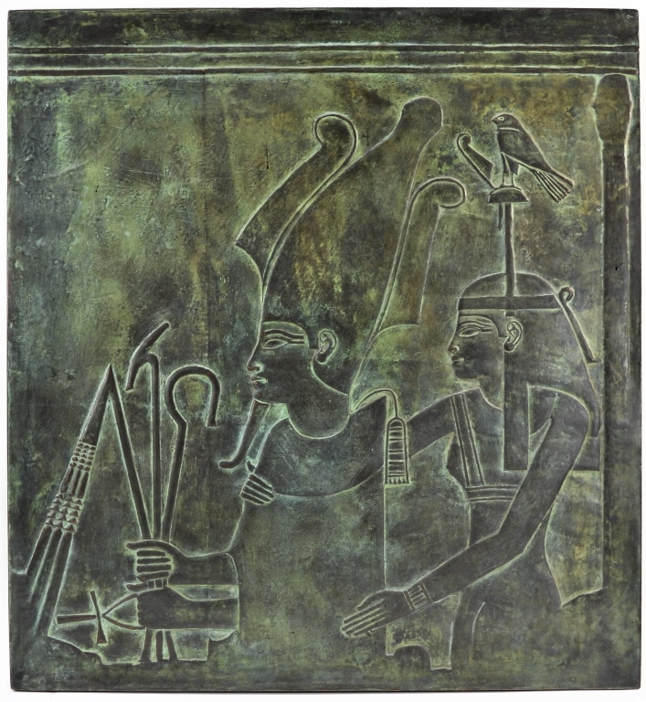 EGYPTIAN STYLE BRONZE RELIEF WALL