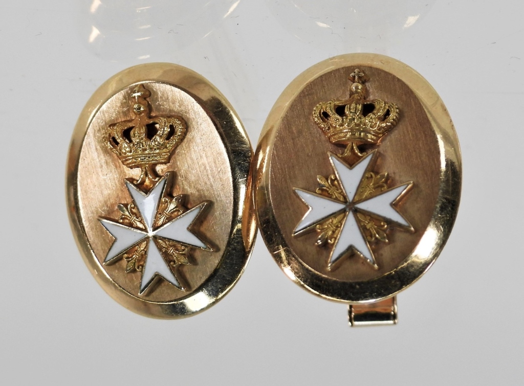 PR 10K GOLD ORDER OF MALTA CUFFLINKS 29961f