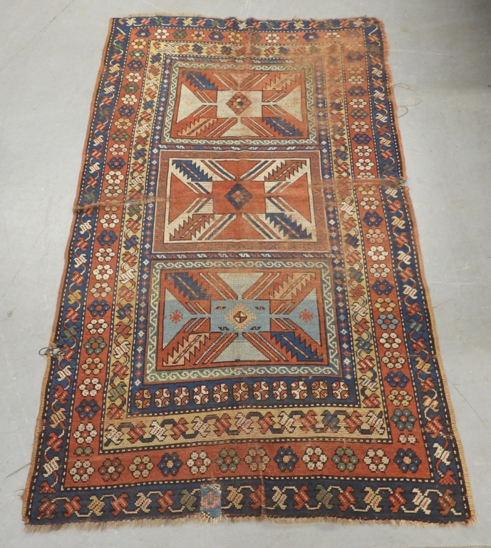 UNUSUAL GEOMETRIC KAZAK RUG Middle