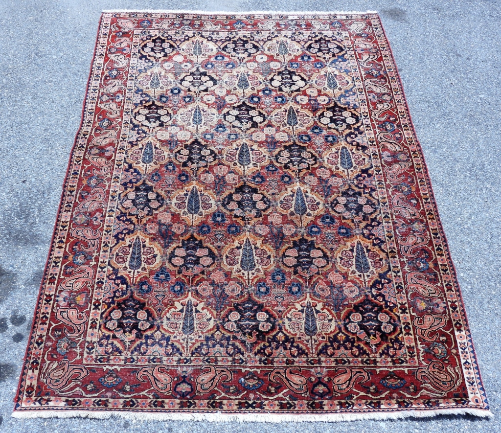 ANTIQUE BLUE RED PERSIAN RUG 29964f