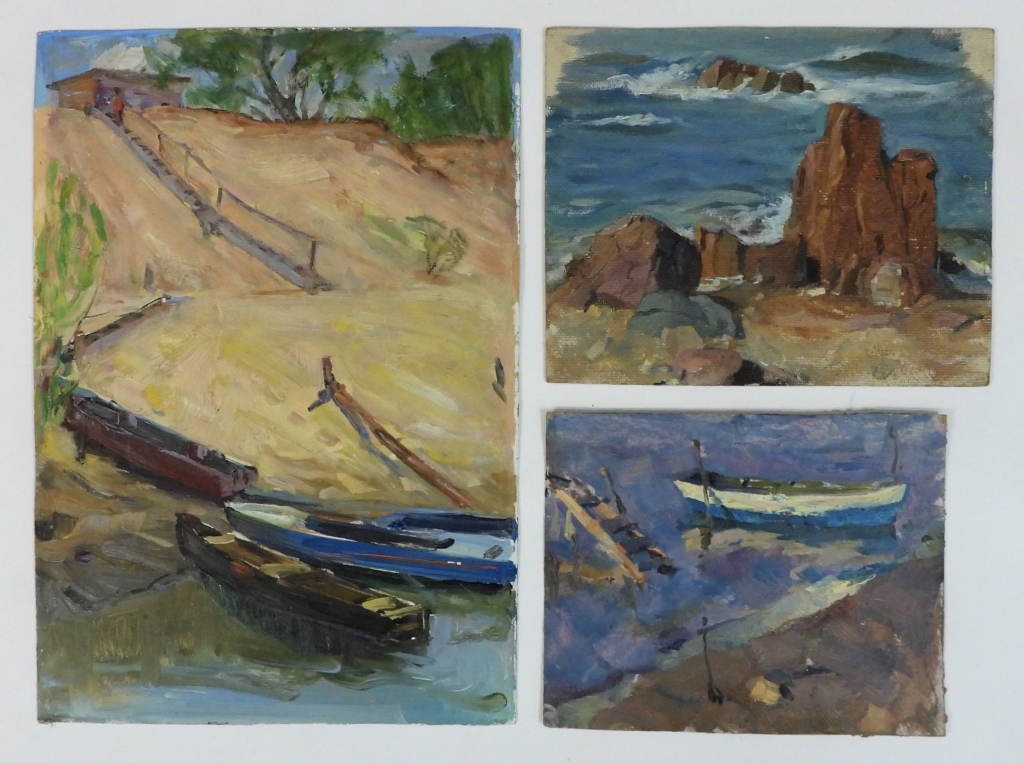 3PC UKRANIAN HARBOR & COASTAL LANDSCAPE