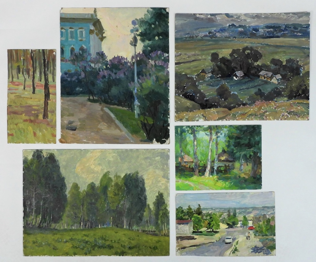 6PC UKRAINIAN LANDSCAPE PAINTINGS 29966a