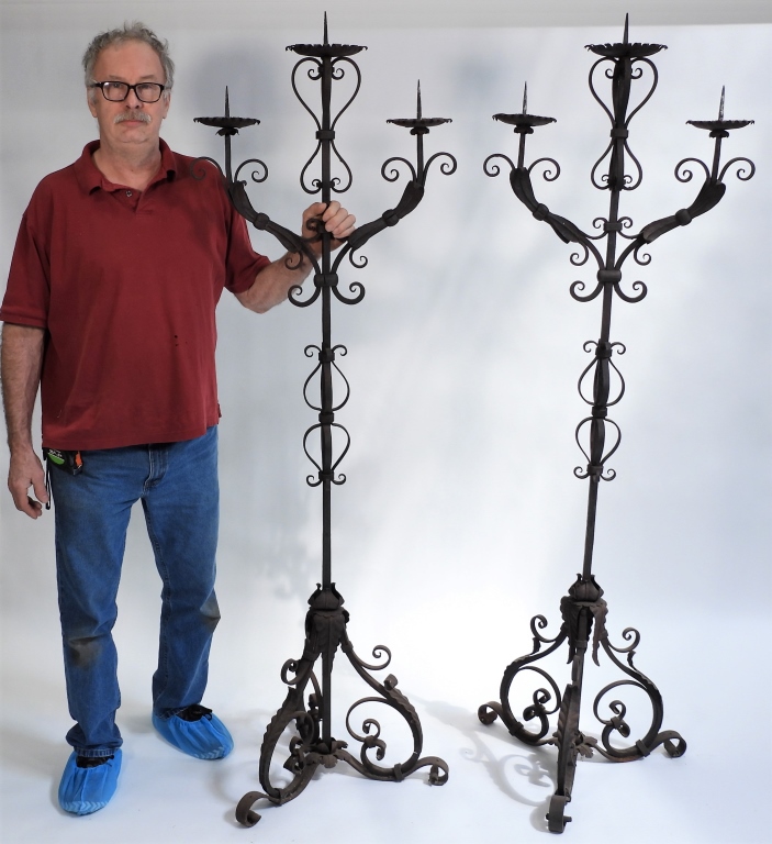 PR 19C AMERICAN WROUGHT IRON PRICKETS