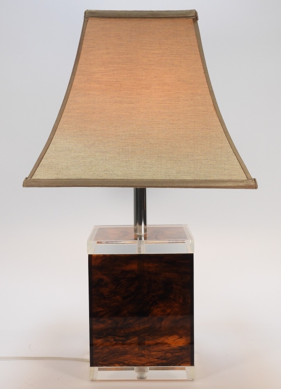 MCM LUCITE BLOCK TABLE LAMP United