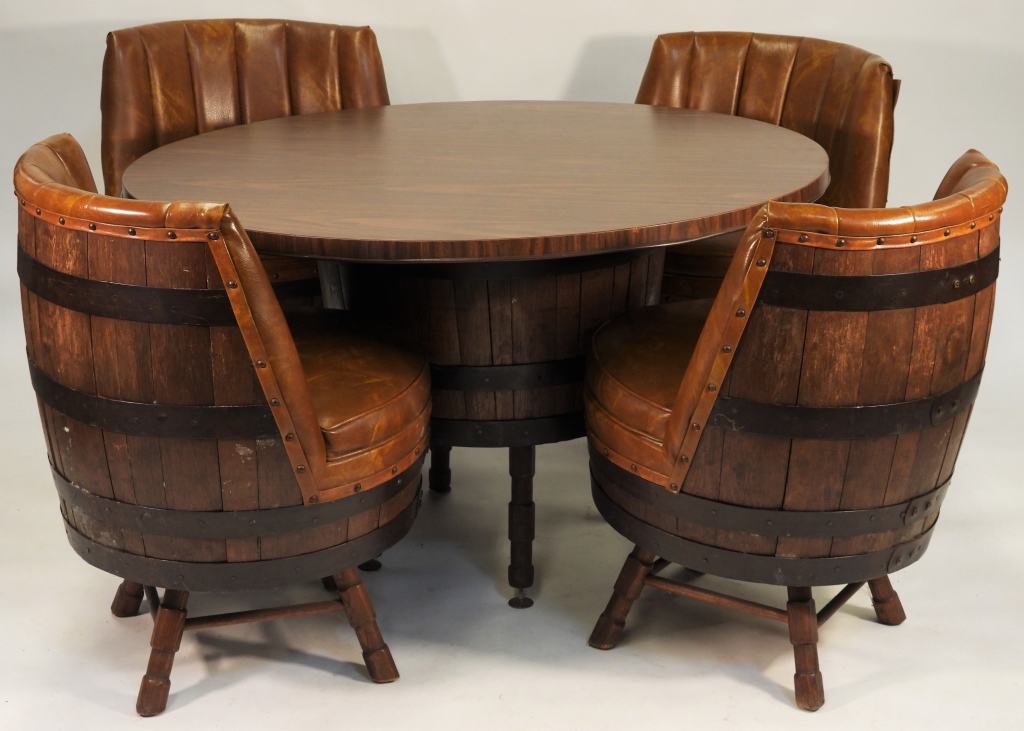 5PC SCHUBERT INDUSTRIES BARREL DINING