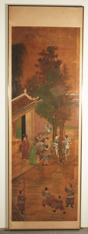 18 19C CHINESE COURT SCENE PANEL 299818