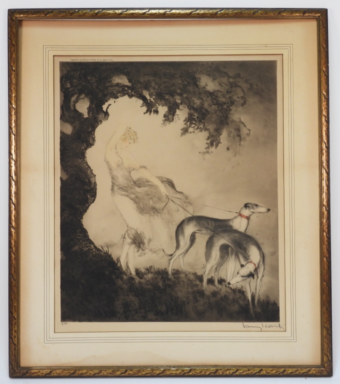 LOUIS ICART WOMAN WITH GREYHOUNDS 2998f6