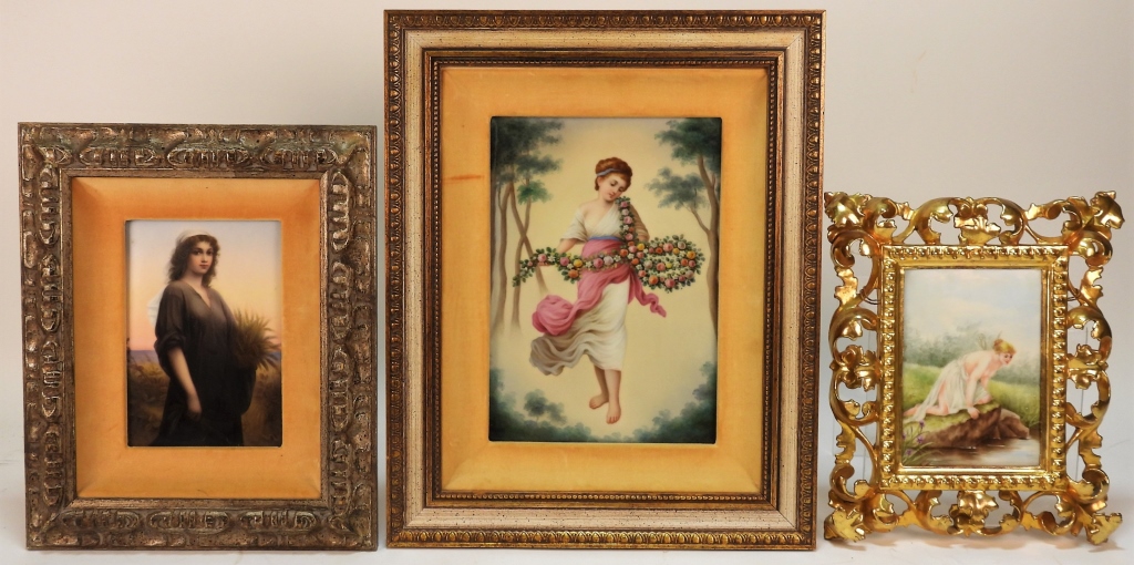 3PC GERMAN PORCELAIN PLAQUE OF