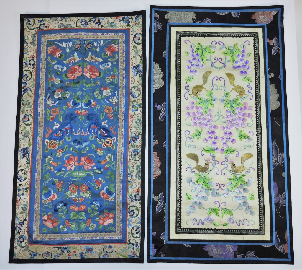 2PC CHINESE EMBROIDERED SILK TEXTILES 299a0c