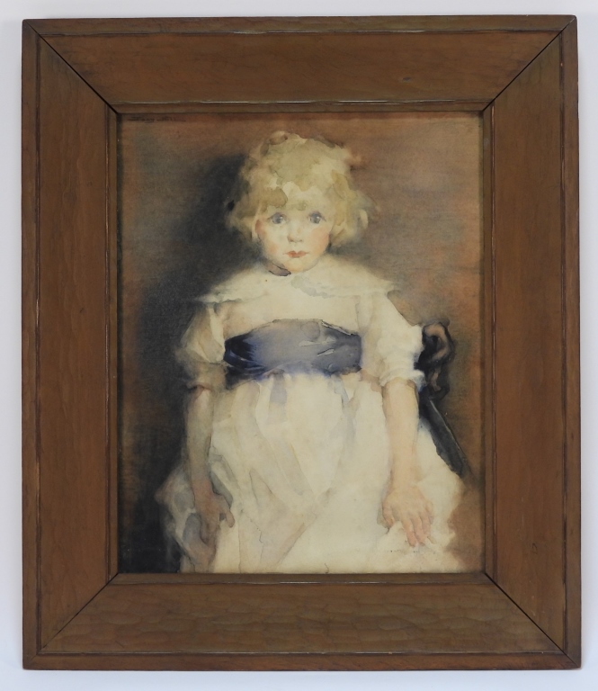 TONY NELL YOUNG GIRL WC PORTRAIT PAINTING