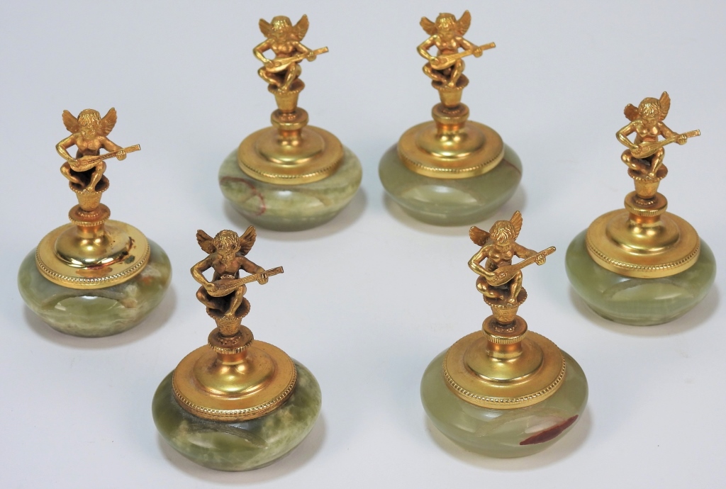 6PC GILT ANGEL HARDSTONE PLACE 299aed