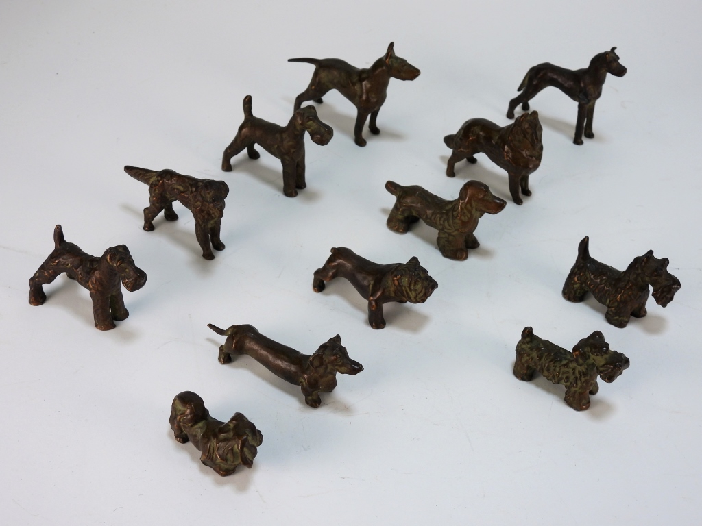 12PC MCCLELLAND BARCLAY BRONZE DOG SCULPTURES