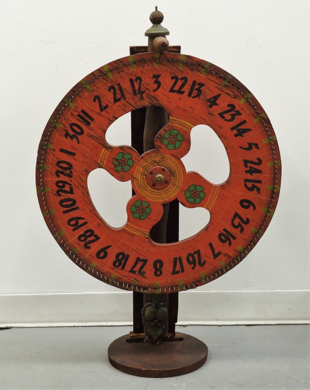 19C AMERICAN FOLK ART GAME WHEEL 299b01