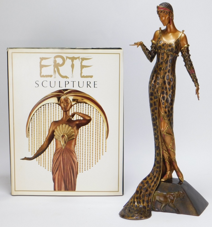 2PC ERTE BRONZE ART DECO FIGURE 299b07