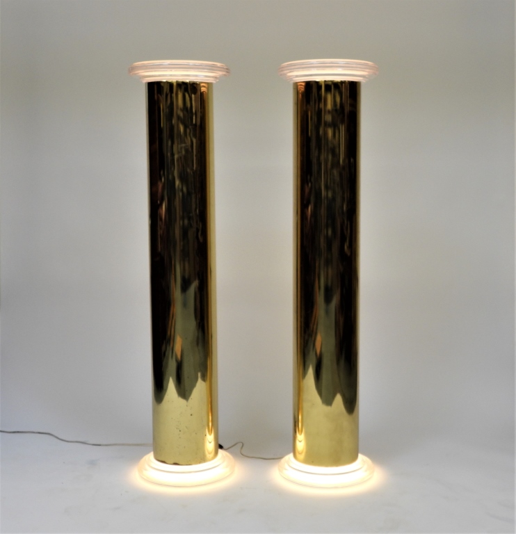 PR MCM BRASS LUCITE COLUMN FLOOR 299b16