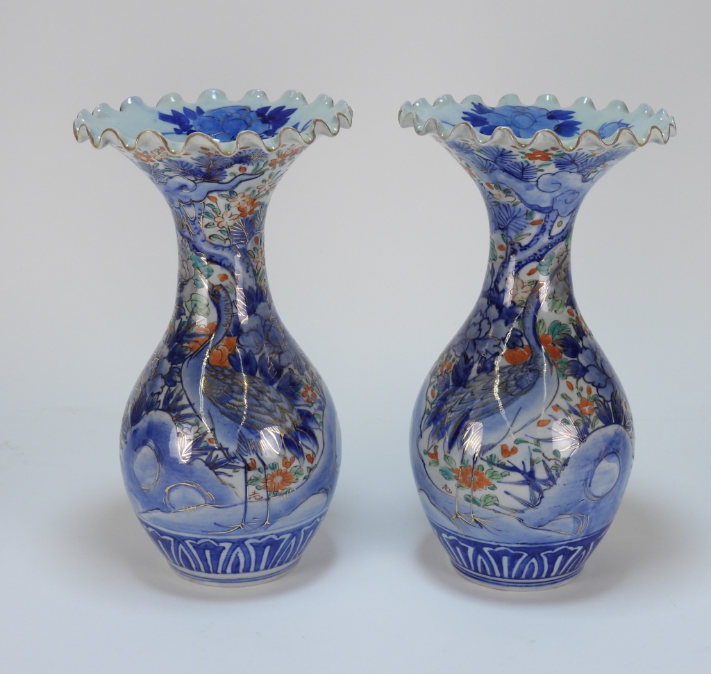 PR JAPANESE IMARI PORCELAIN VASES 299b5d