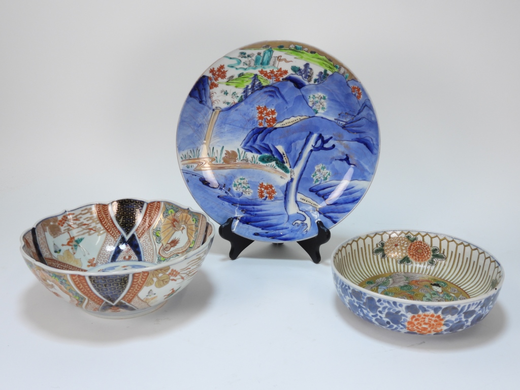 3PC JAPANESE IMARI PORCELAIN BOWLS  299b5f