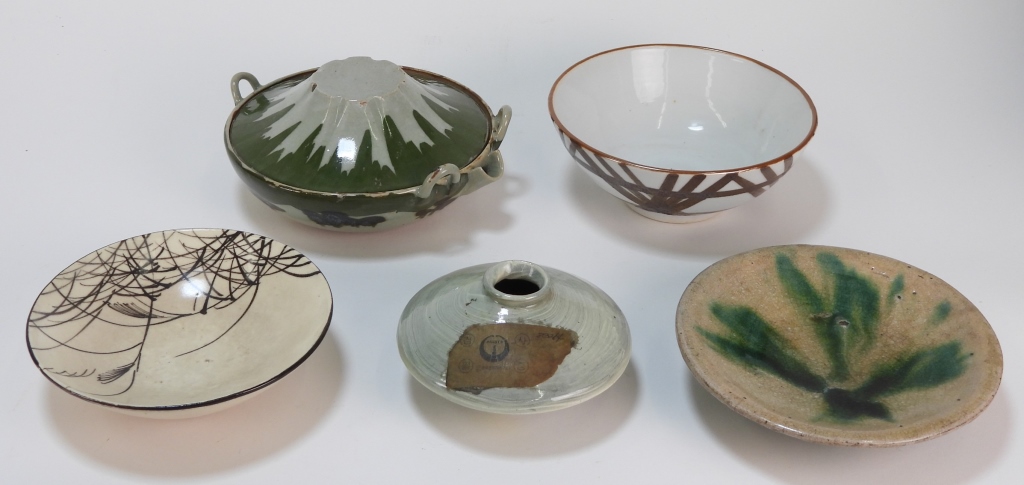 5PC JAPANESE ORIBE OTHER POTTERY 299b71