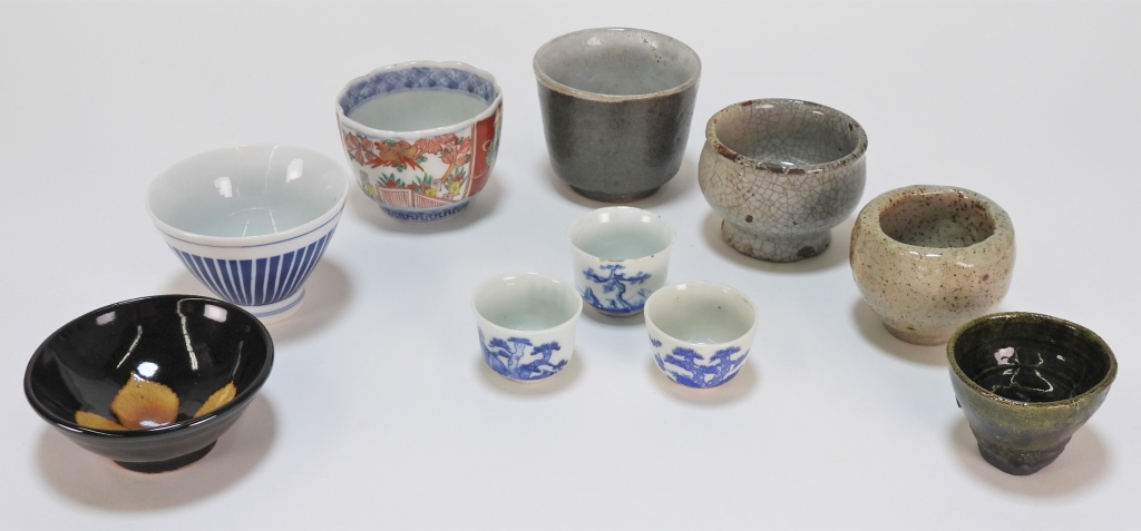10PC JAPANESE CHINESE TEACUP GROUP 299b76