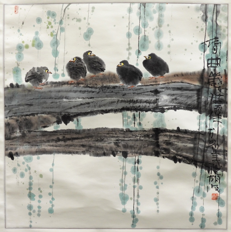 HU BO AVIAN SCROLL PAINTING China20th