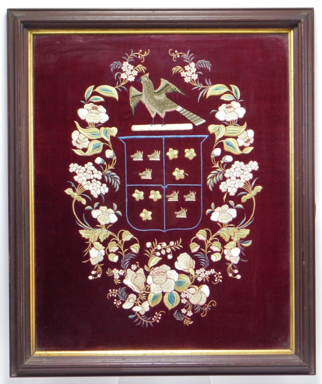 18C COAT OF ARMS EMBROIDERED TEXTILE