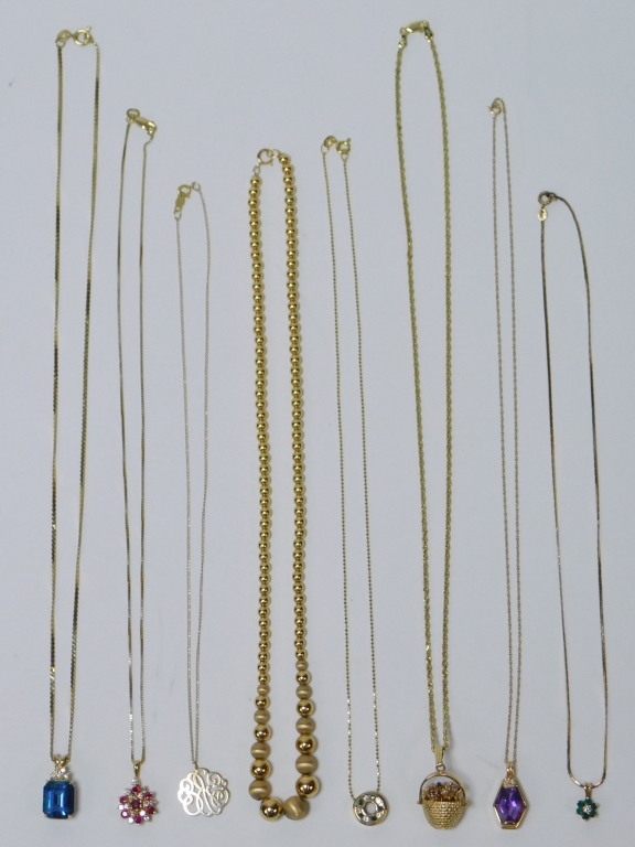 8PC LADY S 14K GOLD NECKLACE GROUP 299c63