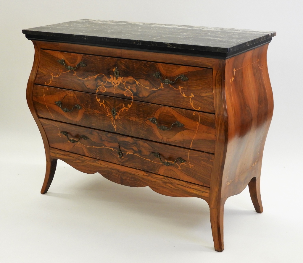 FRENCH MARQUETRY MARBLE TOP CONSOLE 299cc5