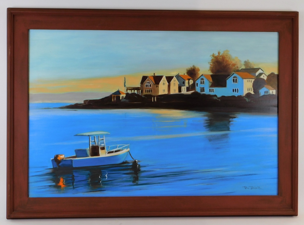 RON G. DABELLE HARBOR SUNRISE PAINTING