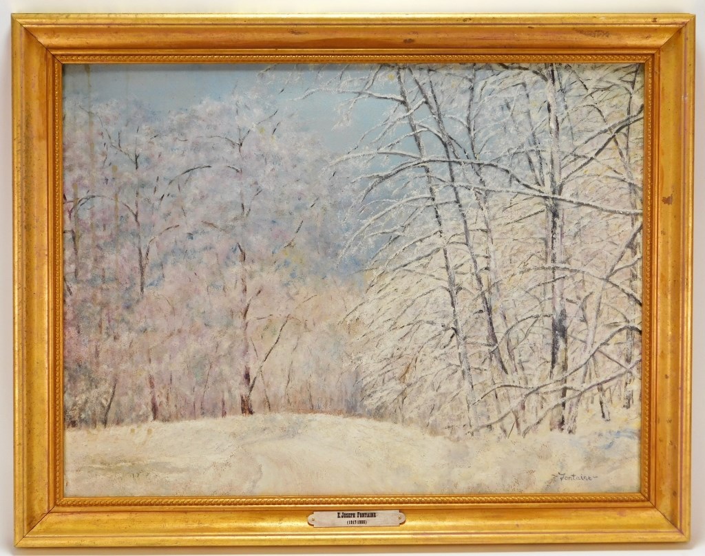 E JOSEPH FONTAINE WINTER LANDSCAPE 299dd2