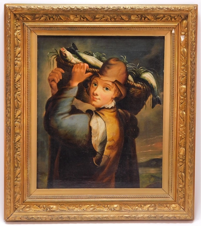 19C ITALIAN FISHER BOY PORTRAIT PAINTING