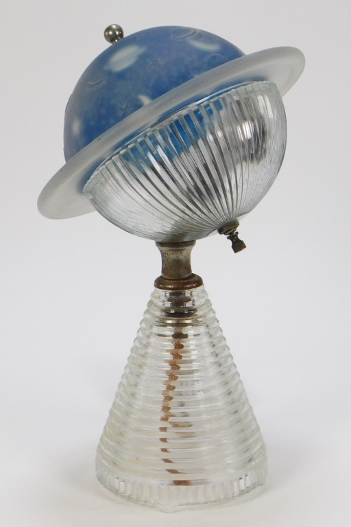 ART DECO GLASS SATURN DESK LAMP