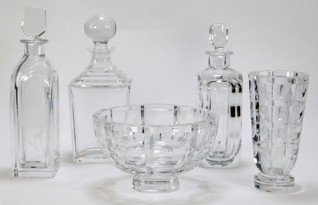 5PC ORREFORS & VILCA DECANTERS & TABLE