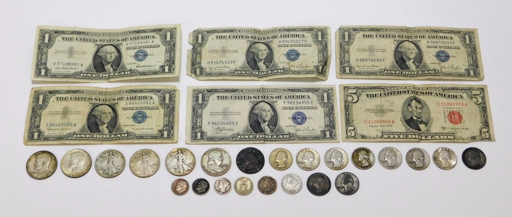 29PC SILVER COIN & OTHER FACE CURRENCY