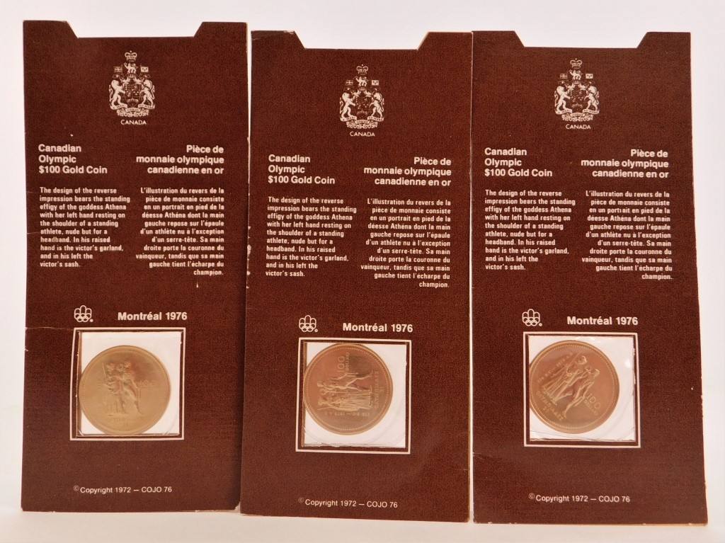 3PC 1972 CANADIAN OLYMPIC GOLD COIN