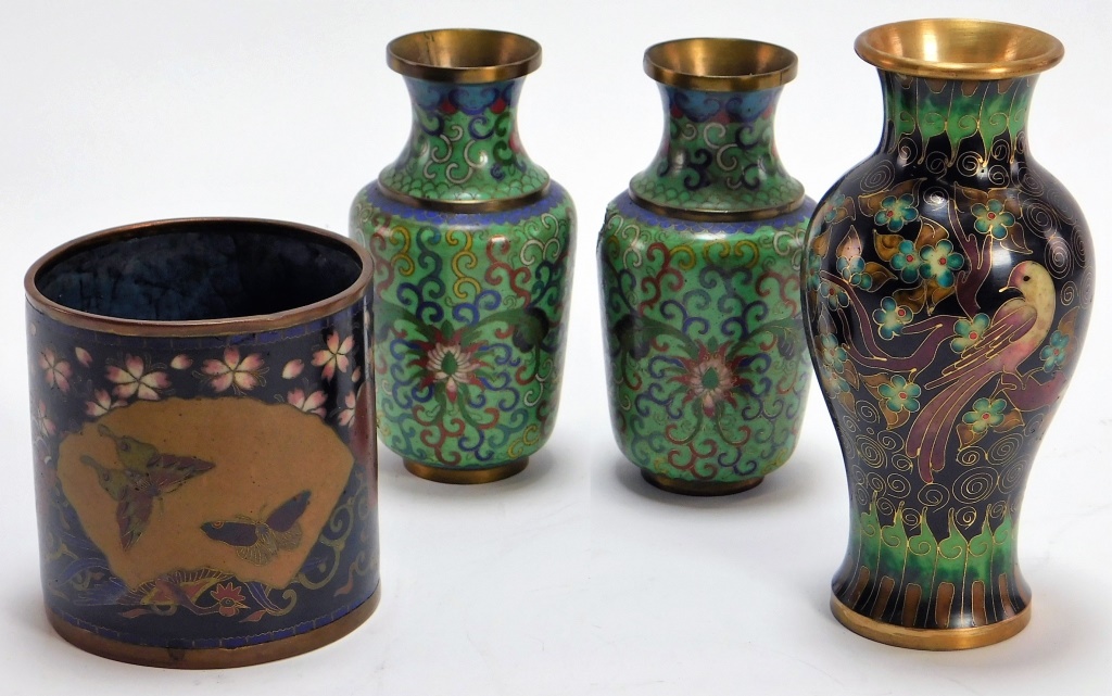 4PC CHINESE & JAPANESE CLOISONNE