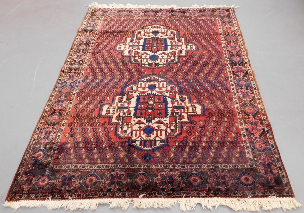 PERSIAN GEOMETRIC BURGUNDY RUG