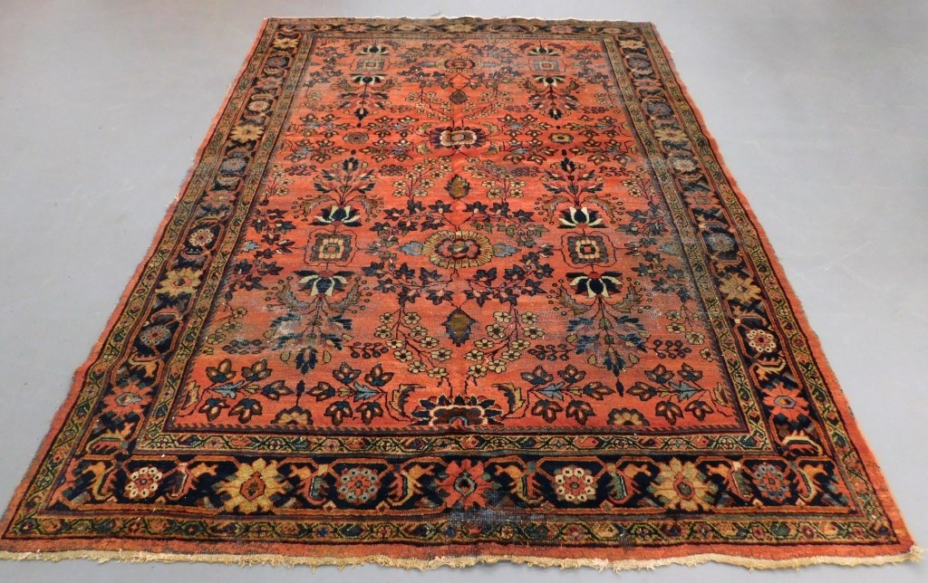 ANTIQUE PINK MAHAL RUG Middle East Early 299eca