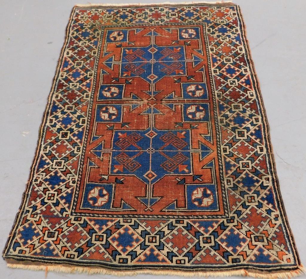 ANTIQUE TURKISH GEOMETRIC RUG Turkey 20th 299ed2