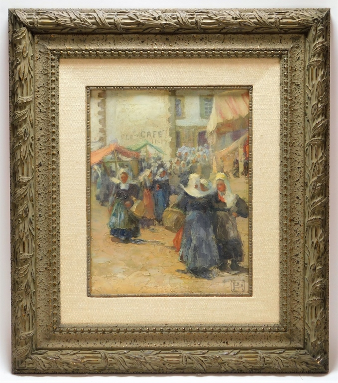 19C FRENCH IMPRESSIONIST MARKET PAINTING
