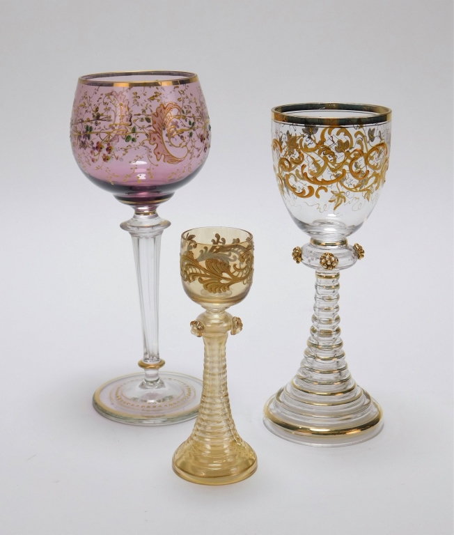 3PC MOSER ENAMELED FLOWER WINE 299f56