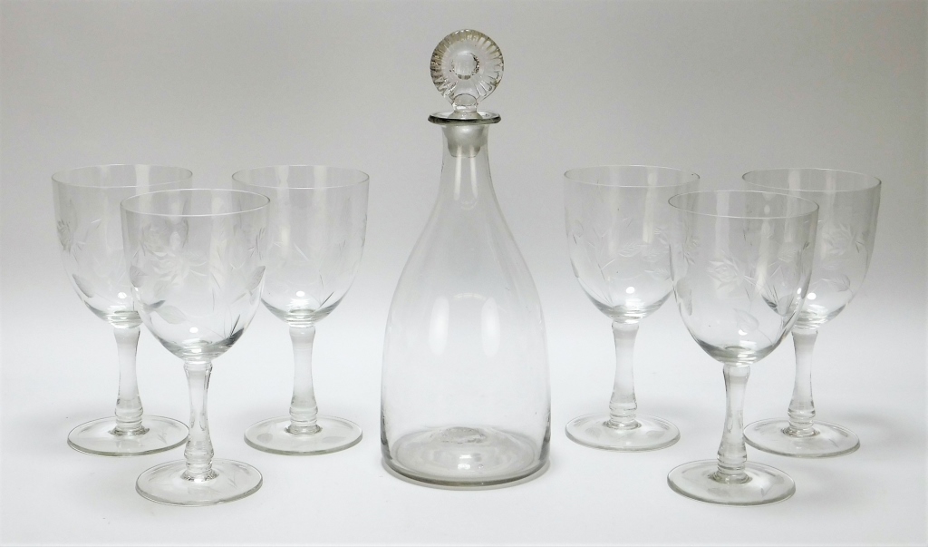18-19TH C. 7PC DECANTER WINE GLASSES