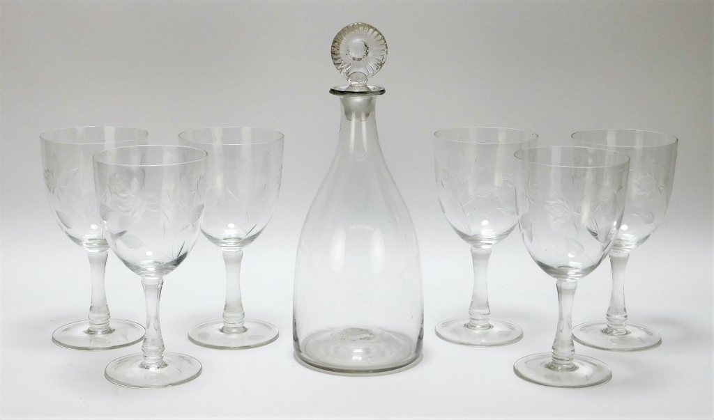 18 19TH C 7PC DECANTER WINE GLASSES 299f7b