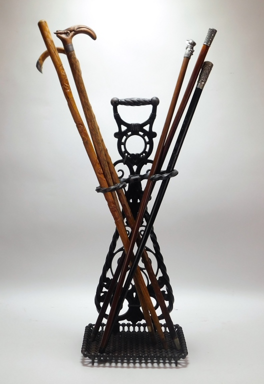 7PC CANE WALKING STICK CAST IRON STAND