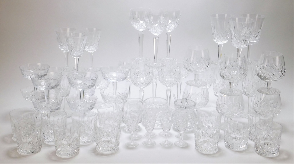 61PC WATERFORD LISMORE CUT CRYSTAL STEMWARE