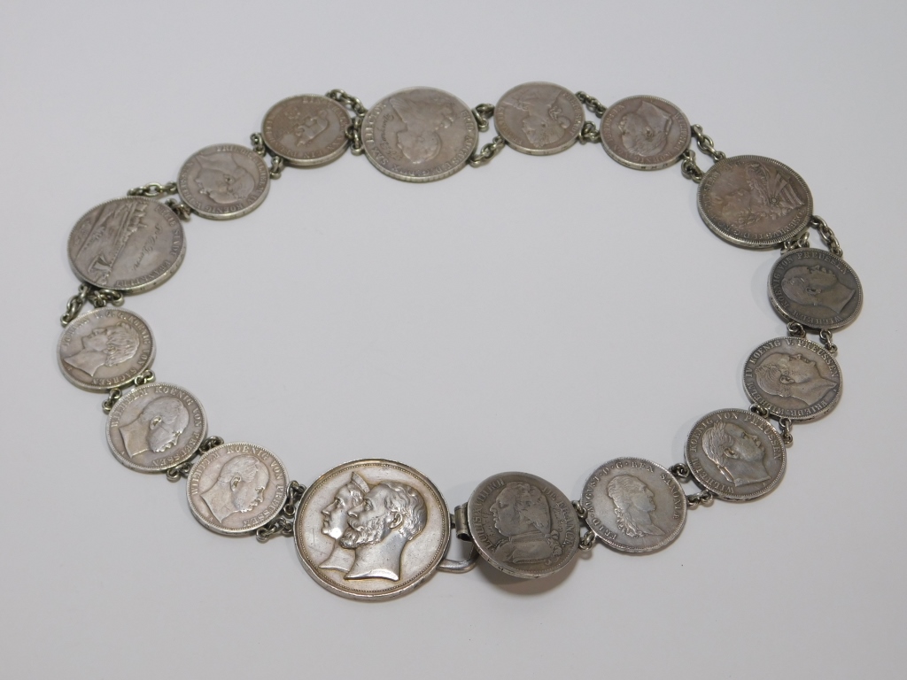 AUSTRIAN SILVER COIN DOWRY BELT 299fdd