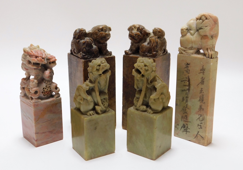 6PC CHINESE CARVED SOAPSTONE SEALS