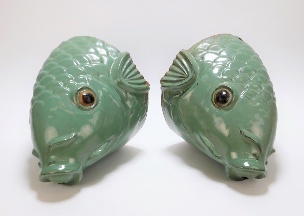 PR CHINESE POTTERY FISH HEAD FOUNTAINS