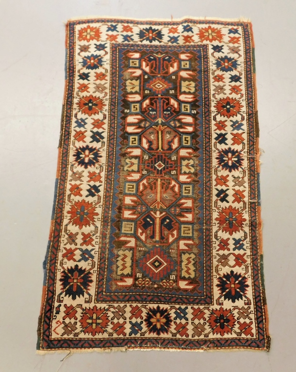 ANTIQUE GEOMETRIC KAZAK CARPET 29a02b