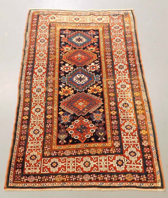 ANTIQUE GEOMETRIC KAZAK CARPET